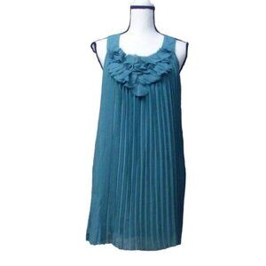 Blu Pepper Pleated Tunic Dress, Size S, Teal